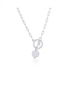 Серебряное ожерелье с подвеской-скрепкой в форме сердца Simona, silver