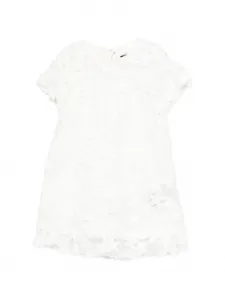 Платье из кружев с цветочным узором Balmain Kids, белый