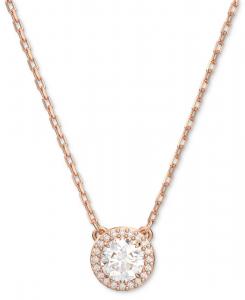 Подвеска-колье Constella с кристаллами, выполненная из розового золота, длина 14-7/8 дюймов + удлинитель 3 дюйма Swarovski, Open Pink (Rose Gold)