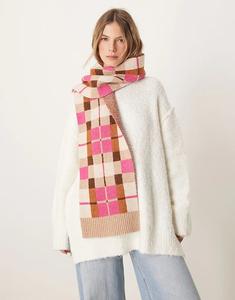 Хлопковый шарф OMNES Molly в розовую клетку