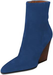 Женские модные ботильоны YDN с острым носком, высокие массивные каблуки, повседневные, с застежкой-молнией, размеры 4-16 US, Blue