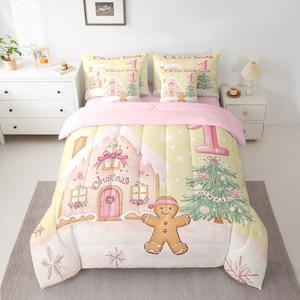 Erosebridal Комплект постельного белья с новогодним принтом для детей из мягкого материала, Light Pink