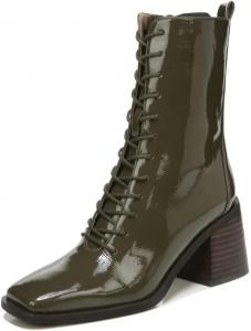 Ботинки Sam Edelman Westie Alpine Green с высоким каблуком, шнуровкой и квадратным носком