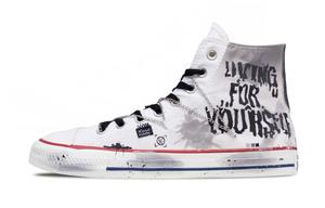 Converse Туфли Chuck Taylor All Star Black Cross с художественным рисунком на кончике стопы, высокие, унисекс, белые, черные