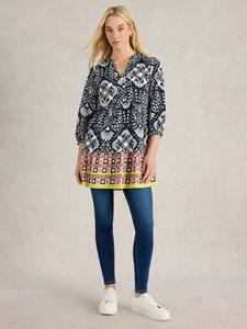 Марта топик-туника с абстрактным принтом White Stuff, Navy/Multi
