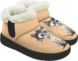 Женские зимние ботинки на шнуровке без шнурков, теплые кроссовки с плюшевой подкладкой, дизайн зимних ботинок, толстые каблуки, противоскользящие Chririnla, Striped Cat