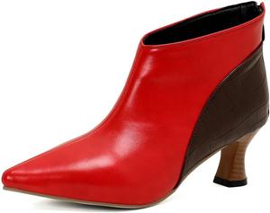 Женские ботильоны DINTAHA на низком каблуке с заостренным носком, короткие ботинки на низком каблуке, Red