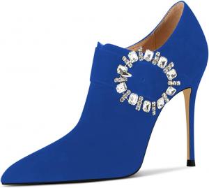 Женские ботильоны FYS с заостренным носком, высокой шпилькой, для платья, с кристаллами и пряжкой, для вечеринок, выпускных и танцев, размер 4-15 США, Blue