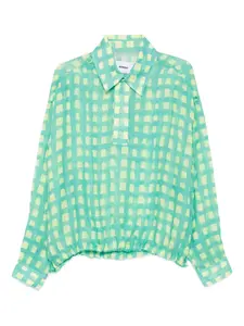 Рубашка в клетку гингем с кулиской Bonsai, синий