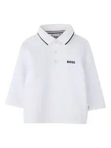 Рубашка поло с логотипом BOSS Kidswear, белый