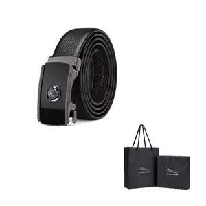 JAGUAR Мужской кожаный ремень из коровьей кожи шириной 3,55 см, Mirror Finish Black