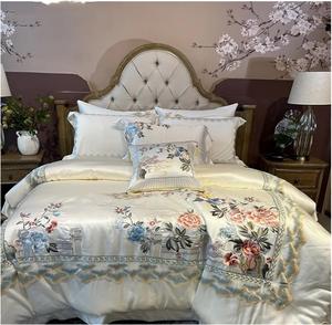 UWYTGF Комплект постельного белья из египетского хлопка и парчи с вышивкой пионов One Color