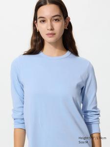 Гладкая эластичная хлопковая футболка с длинным рукавом Uniqlo, 61 blue