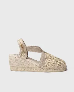 Женские эспадрильи на танкетке из принтованной ткани с резинками Toni Pons, цвет Natural