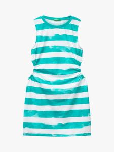 Детское хлопковое платье без рукавов с вырезом Benetton, Teal Green