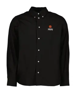 Классическая рубашка с длинными рукавами, боке с цветочным рисунком Kenzo, черный