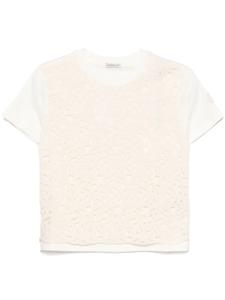 Футболка Moncler в технике макраме, белый