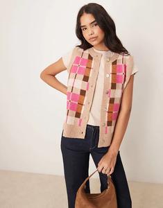 Бежевый жилет в клетку OMNES Matilda