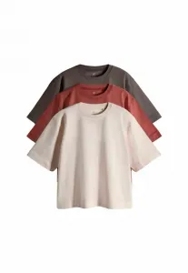 Комплект из 3 базовых футболок с коротким рукавом стандартного кроя The Set, Chocolate Brown Brick Red Pink