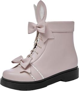 Женские ботильоны с низким каблуком 3 см, боковой молнией, платформой, для горничной, на щиколотке, модные Лолита, короткие ботинки-принцессы LYYSKY, Pink(3-5)