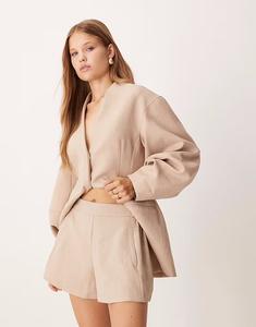 Коричневые шорты из искусственного льна Asos Design