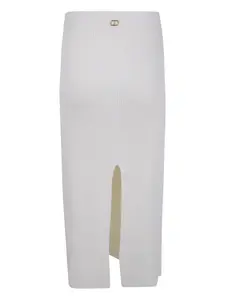 Юбка с разрезом и рубчатой вязкой Twinset, белый