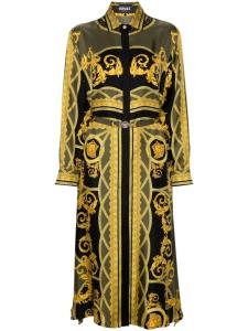 Versace платье миди с поясом и принтом «барокко», черный