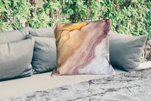 Подушка для улицы - Мрамор - Текстура - Песчаник - Золото - Имитация мрамора - 60x60 см - Устойчива к атмосферным воздействиям - Подушка для отдыха - Декоративная подушка - Подушка для сна MuchoWow