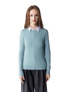 Женский базовый кашемировый свитер с круглым вырезом Gobi Cashmere, Blue-cloud blue