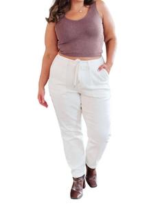 Спортивные брюки с высокой посадкой и контрастной нитью цвета экрю Judy Blue, цвет ecru