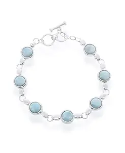 Браслет из стерлингового серебра с круглыми застежками-карабинами и ларимаром Caribbean Treasures, blue