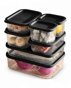 Набор из 14 контейнеров для хранения продуктов из боросиликатного стекла Nestl, прозрачный/черный