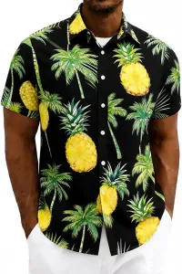 Мужская гавайская рубашка с цветочным принтом, короткий рукав, летняя