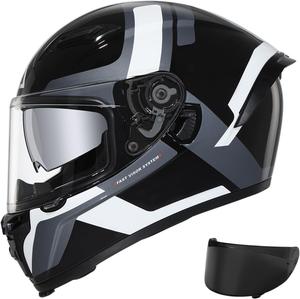 Шлем мотоциклетный Triangle Jinhua Bokai с солнцезащитным козырьком, черный / белый