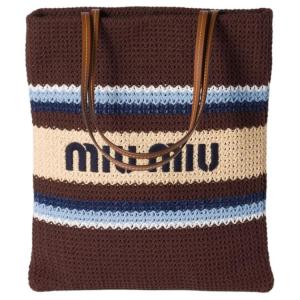 MIU MIU Хлопковая сумка через плечо женская какао и светло-голубая и натуральная