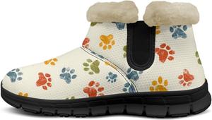 Женские зимние ботинки с теплой подкладкой из меха, прогулочные теплые ботинки, сетчатые ботинки на молнии, легкая и комфортная обувь Eheartsgir, Dog Paws