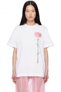 Белая футболка с принтом гвоздики и короткими рукавами Simone Rocha