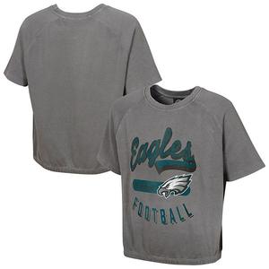 Женская серая футболка Philadelphia Eagles с эффектом минеральной стирки Outerstuff