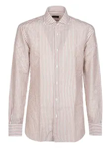 Рубашка из хлопка в полоску Barba, коричневый