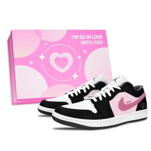 Jordan Кроссовки Air 1 Calm Romantic Abrasion Resistant низкие винтажные баскетбольные unisex черные розовые