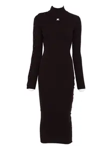 Платье в рубчик с пуговицами Courrèges, фиолетовый