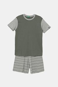 Детская хлопковая пижама, 2 шт United Colors Of Benetton, зеленый