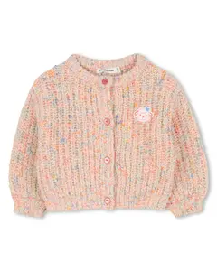 Вязаная детская куртка оранжевого цвета с пуговицами Billieblush