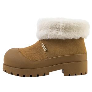 Теплые, износостойкие, амортизирующие, увеличивающие высоту, нескользящие, короткие зимние ботинки для женщин Wonderful couple, Brown Yellow