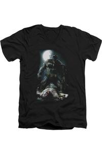 Футболка Batman Mudhole с коротким рукавом и V-образным вырезом для взрослых из премиального хлопка Gildan, черный