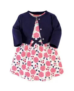 Платье и кардиган для девочек из натурального хлопка Touched By Nature, синий