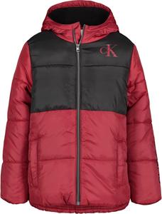 Плотная куртка Calvin Klein для мальчиков с капюшоном и флисовой подкладкой, Bubble Red Carpet