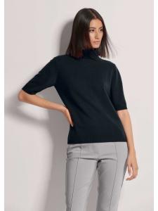 MADELEINE Роскошный вязаный свитер с высоким воротником темно-синего цвета