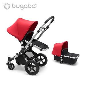 Bugaboo C3 Plus High Landscape коляска, реверсивная с откидной спинкой, мгновенная смена направления, серебристая рама, энергичный красный