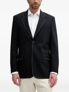 Однобортный пиджак с контрастной строчкой BOSS, черный